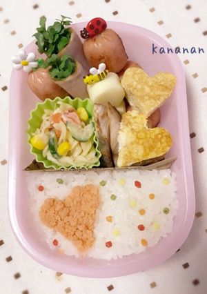 幼稚園年少 ハートのお弁当-レシピのメイン写真