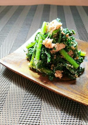 レンジで簡単☆春菊の胡麻ツナ和え。-レシピのメイン写真