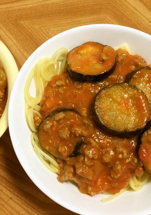 ナスのトマトソースのかけパスタ-レシピのメイン写真