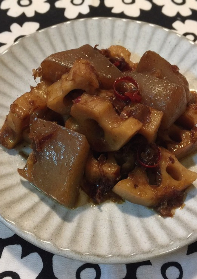 簡単♪蓮根とこんにゃくのおかか炒め煮-レシピのメイン写真