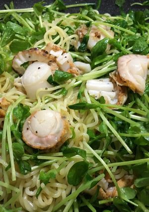 時短!!豆苗とベビーホタテの塩焼きそば-レシピのメイン写真