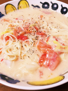 簡単。トマトと白菜の豆乳チーズ煮麺-レシピのメイン写真