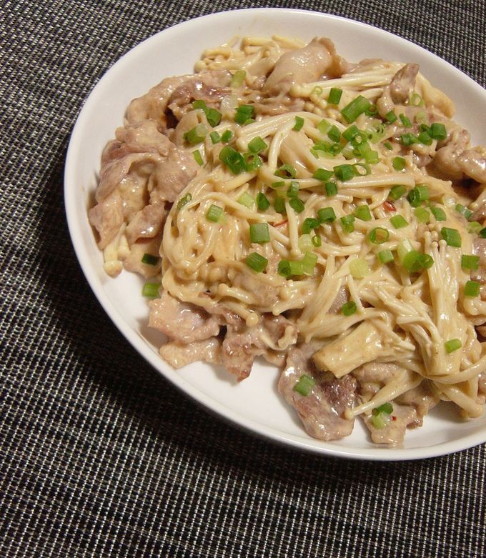 えのき茸と豚肉、中華風マヨネーズ炒め。-レシピのメイン写真