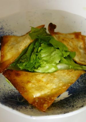 ワンタンの皮チーズ揚げのサラダ-レシピのメイン写真