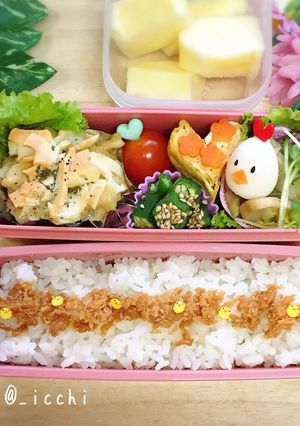 ぴよぴよ ひよことニワトリさんのお弁当-レシピのメイン写真