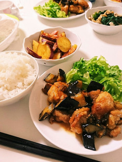 揚げ鶏と茄子の甘酢ネギごまソース-レシピのメイン写真
