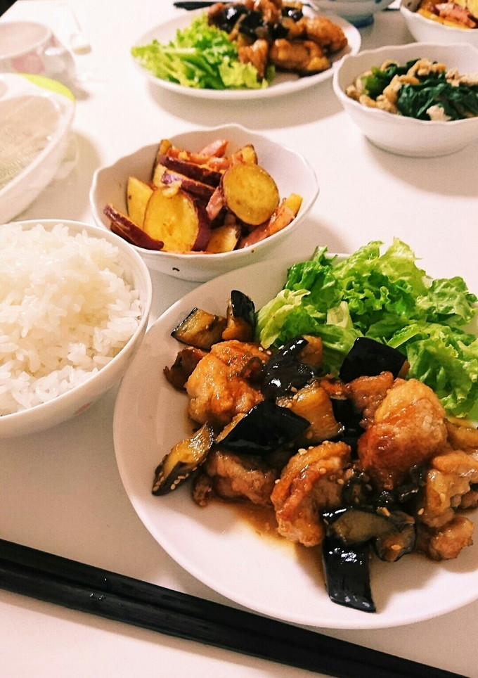 揚げ鶏と茄子の甘酢ネギごまソース-レシピのメイン写真
