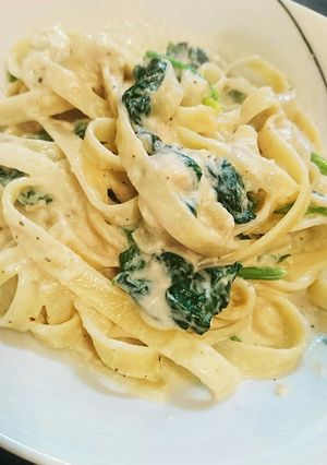 ツナ缶とほうれん草のクリームパスタ-レシピのメイン写真
