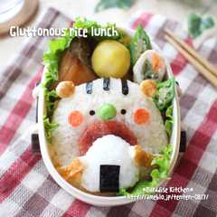 A picture of キャラ弁＊簡単♪食いしん坊りすくん秋弁当.