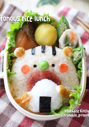 キャラ弁＊簡単♪食いしん坊りすくん秋弁当-レシピのメイン写真