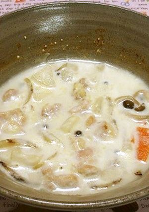 【ひとり鍋】鶏とかぶの和風クリーム鍋-レシピのメイン写真