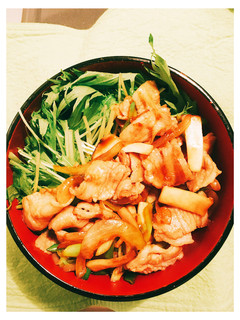 水菜でさっぱり♪甘辛味の北海道豚丼✨-レシピのメイン写真