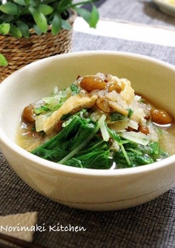 簡単☆水菜のなめこみぞれ煮-レシピのメイン写真