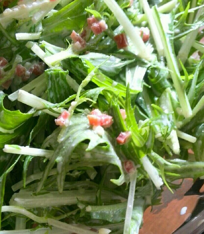 超簡単♪サラミと水菜のシーザー風サラダ☺ by まゆわら