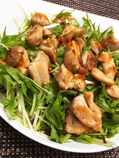 水菜とチキンのさっぱり梅昆サラダ-レシピのメイン写真