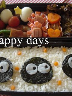 簡単まっくろくろすけのお弁当(キャラ弁)-レシピのメイン写真
