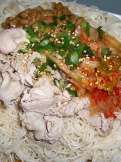 スタミナ満点☆豚キム納豆そうめん-レシピのメイン写真