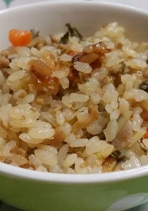 ＊豚ひき肉と水菜の炊き込みご飯＊-レシピのメイン写真