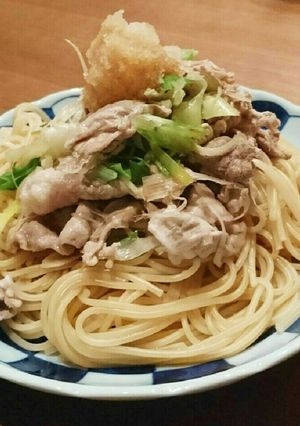 長ネギと豚しゃぶのおろしポン酢パスタ-レシピのメイン写真