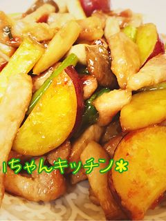 豚肉とサツマイモのオイスターソース炒め-レシピのメイン写真