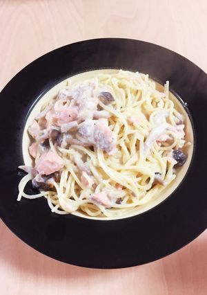 ビバ適当！秋鮭の豆乳レモンクリームパスタ-レシピのメイン写真