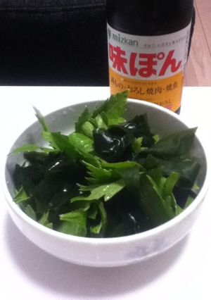 セロリの葉とワカメのポン酢がけ-レシピのメイン写真