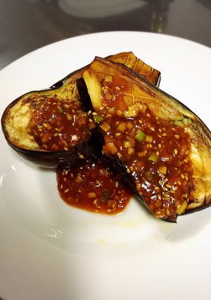 ピリ辛スタミナ味噌の田楽風■焼きなす-レシピのメイン写真