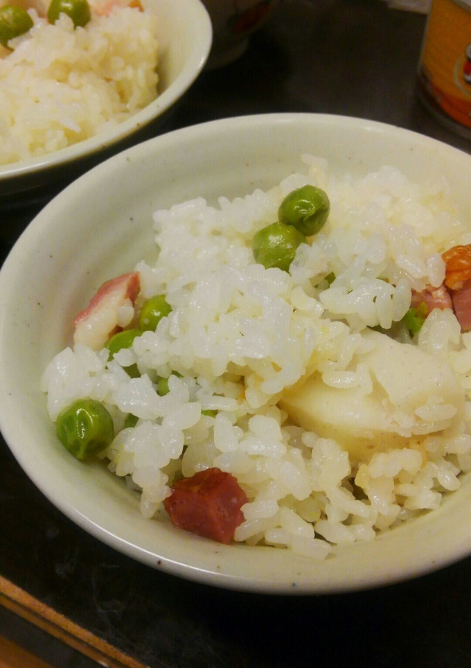 里芋とベーコンと青豆の炊き込みご飯-レシピのメイン写真