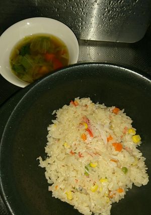カニ風味ピラフ（スープ付き）-レシピのメイン写真