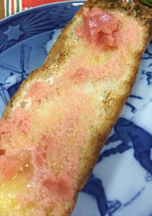 フランスパンのたらこ&燻製バタートースト-レシピのメイン写真