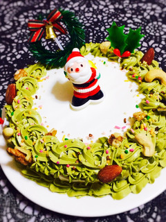 抹茶で簡単リース風クリスマスケーキ-レシピのメイン写真