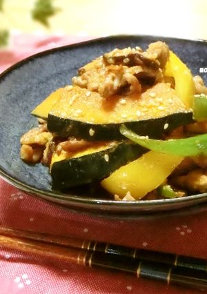 ☆かぼちゃと豚肉のごま味噌炒め☆-レシピのメイン写真