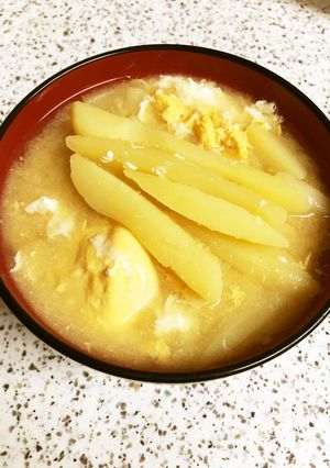 じゃがいも月見味噌汁-レシピのメイン写真