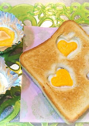時短簡単☆冷凍卵で愛情ハートトースト♪-レシピのメイン写真