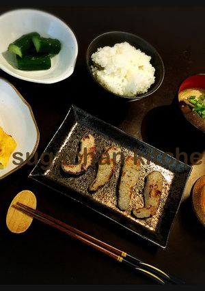 我が家の朝ごはん＊豚トロ焼き-レシピのメイン写真