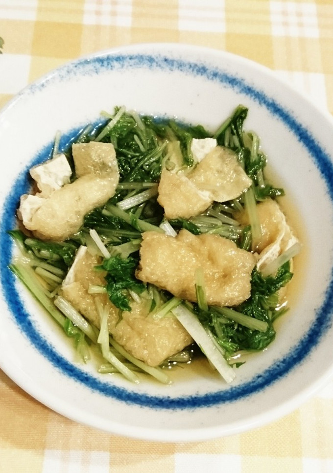 レンジとめんつゆで♪水菜と油揚げの煮浸し-レシピのメイン写真