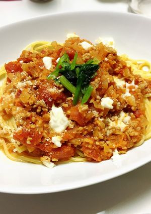 トマトチーズのミートパスタ-レシピのメイン写真