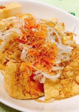 おつまみに♪豆腐油揚げのピリ辛ネギラー油-レシピのメイン写真