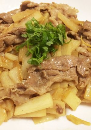 ☆長芋と豚肉の酢醤油炒め♪超簡単ヘルシー-レシピのメイン写真