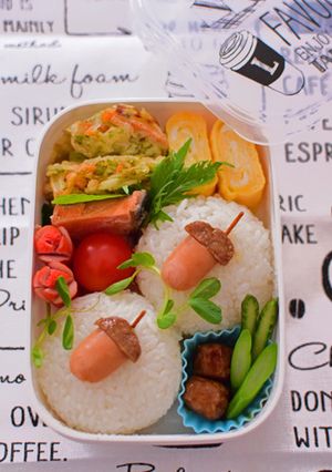【キャラ弁】どんぐりデコおにぎり弁当-レシピのメイン写真