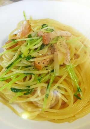 豆苗のオイルパスタ-レシピのメイン写真