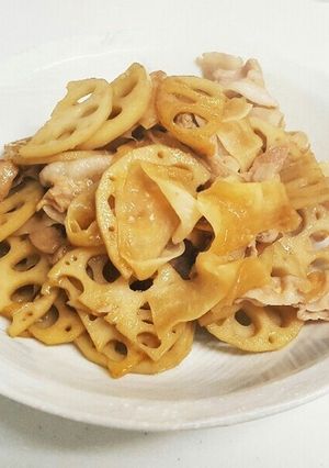豚バラと薄切り大根とれんこんの中華風炒め-レシピのメイン写真