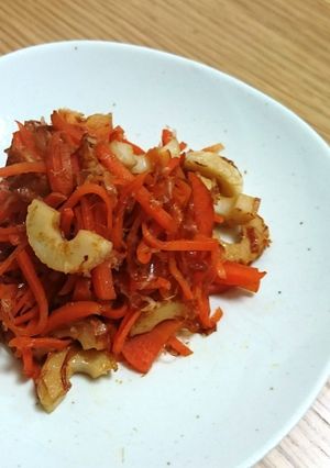 お弁当に♪人参とちくわの梅おかか炒め-レシピのメイン写真