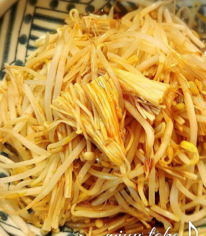 レンジだけ♪もやしとエノキのポン酢 by みゆたけ♪ 【クックパッド