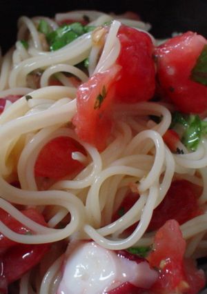 居酒屋さんで食べたトマトのパスタ-レシピのメイン写真
