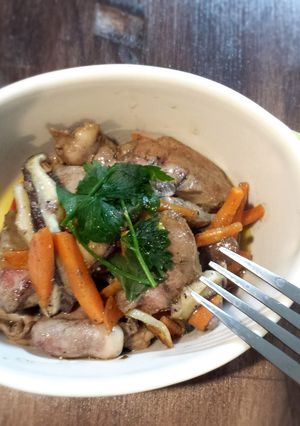 鶏レバーと椎茸のキャロット炒め-レシピのメイン写真