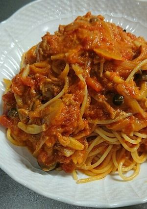 ツナの簡単濃厚トマトクリームパスタ♪-レシピのメイン写真