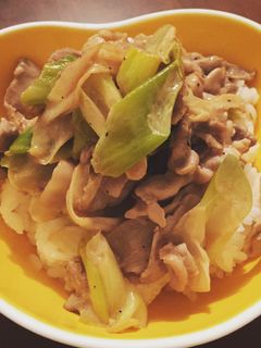 簡単★豚ねぎマヨポン炒め★丼-レシピのメイン写真