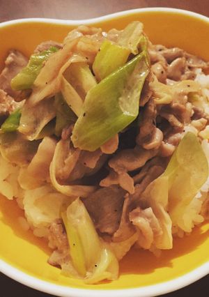 簡単★豚ねぎマヨポン炒め★丼-レシピのメイン写真