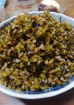 挽き肉と高菜漬けの簡単炒め-レシピのメイン写真